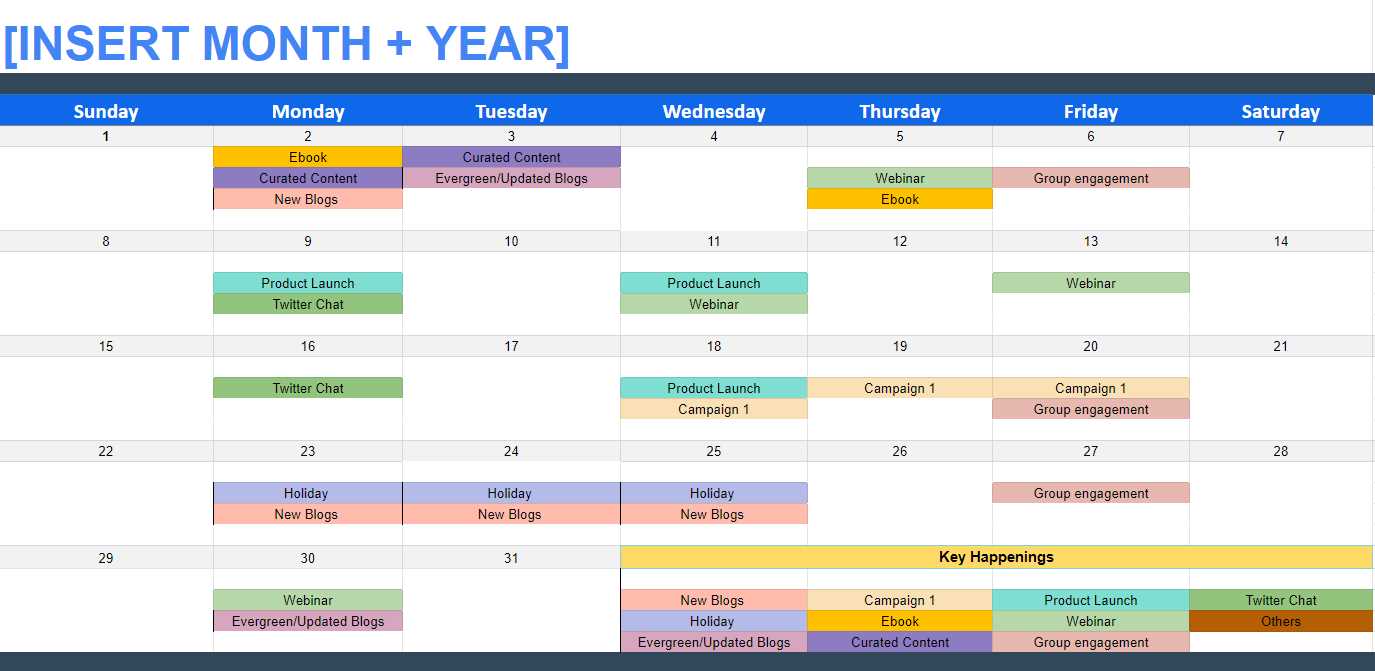 social media planning calendar template