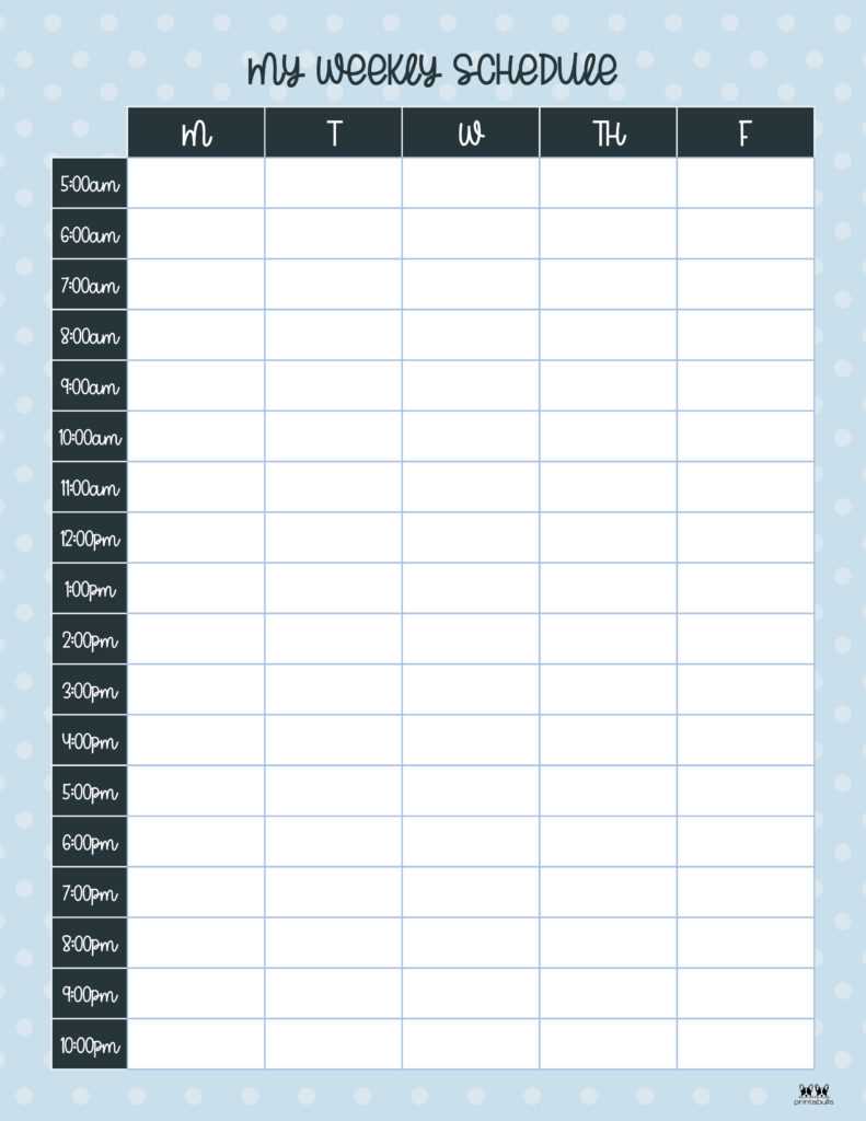 blank 5 day week calendar template