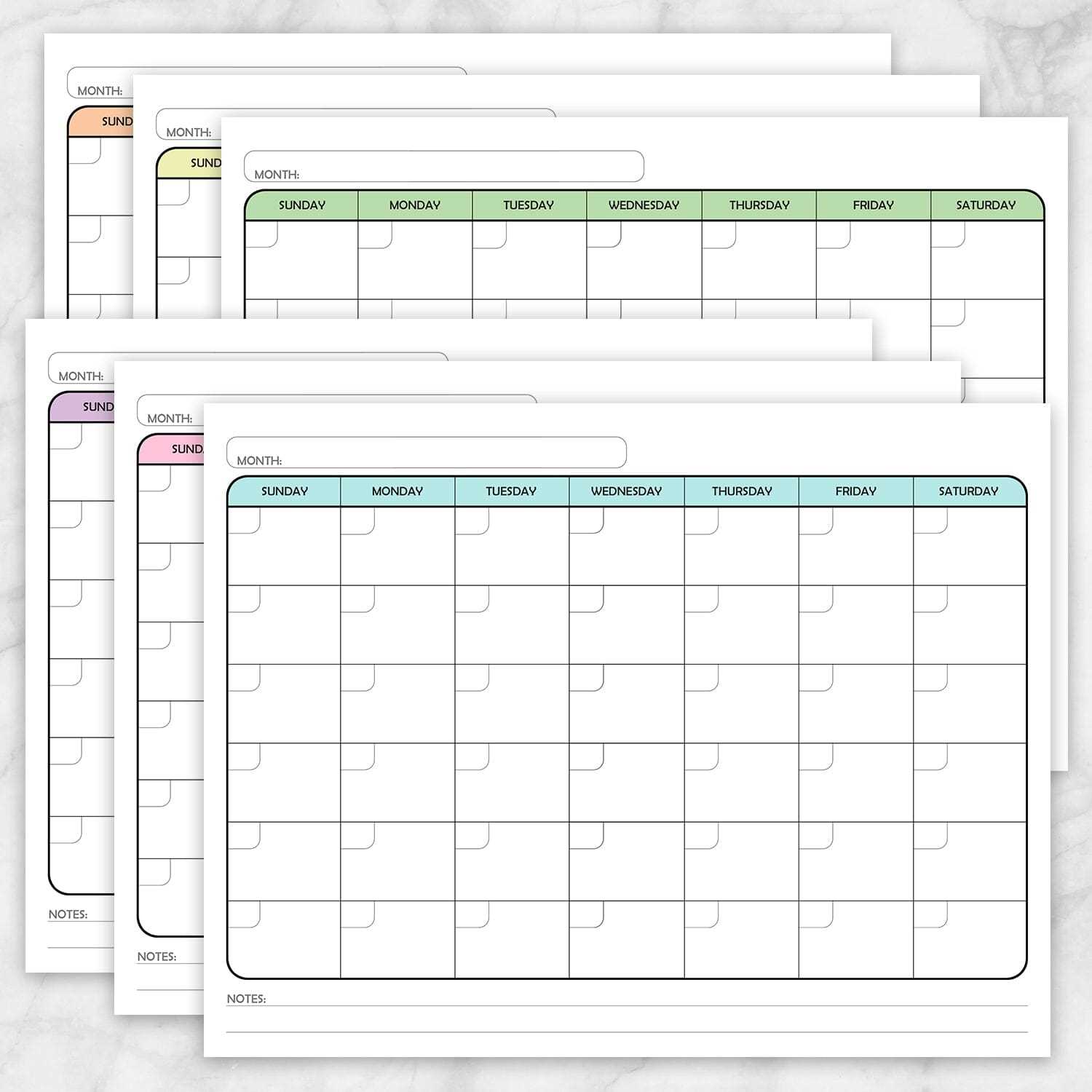 blank 6 week calendar template