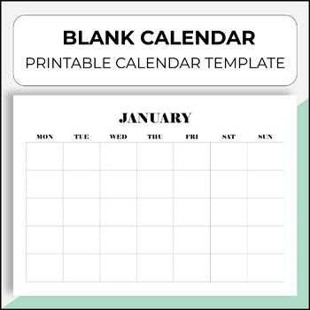 blank calendar free template