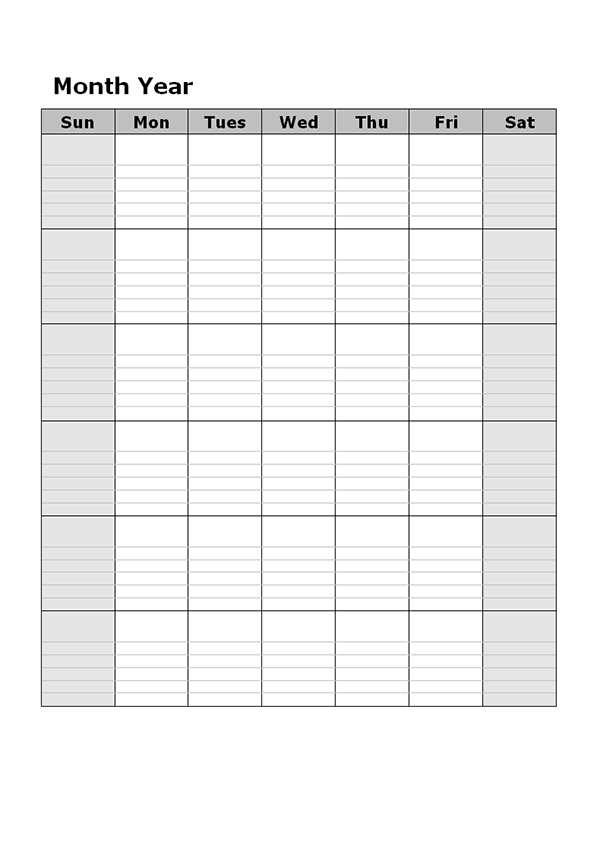 blank calendar page template