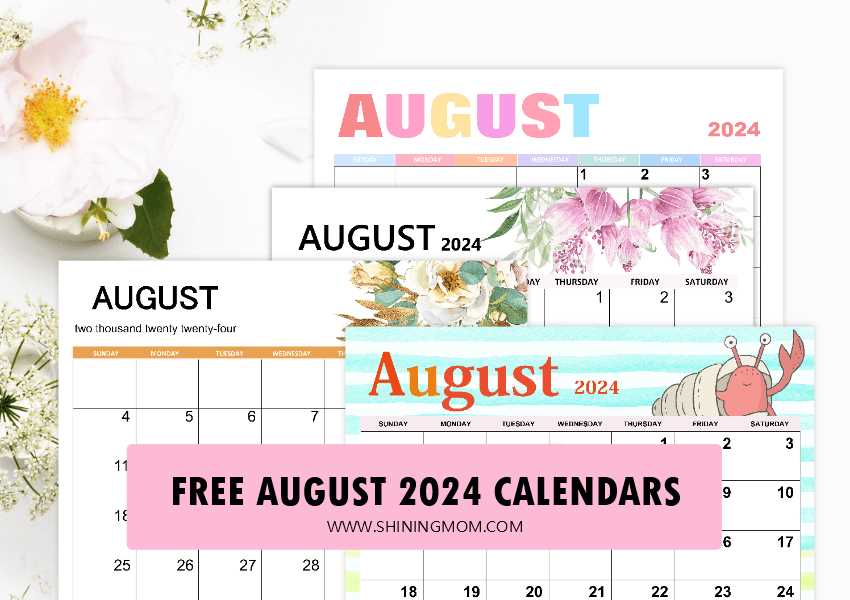 blank calendar template august