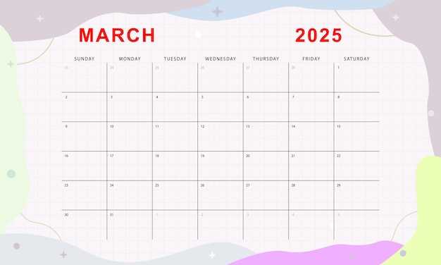 blank calendar template march 2025