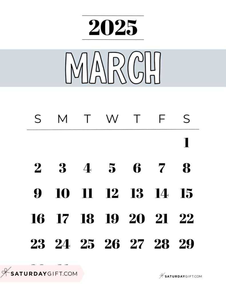 blank calendar template march 2025