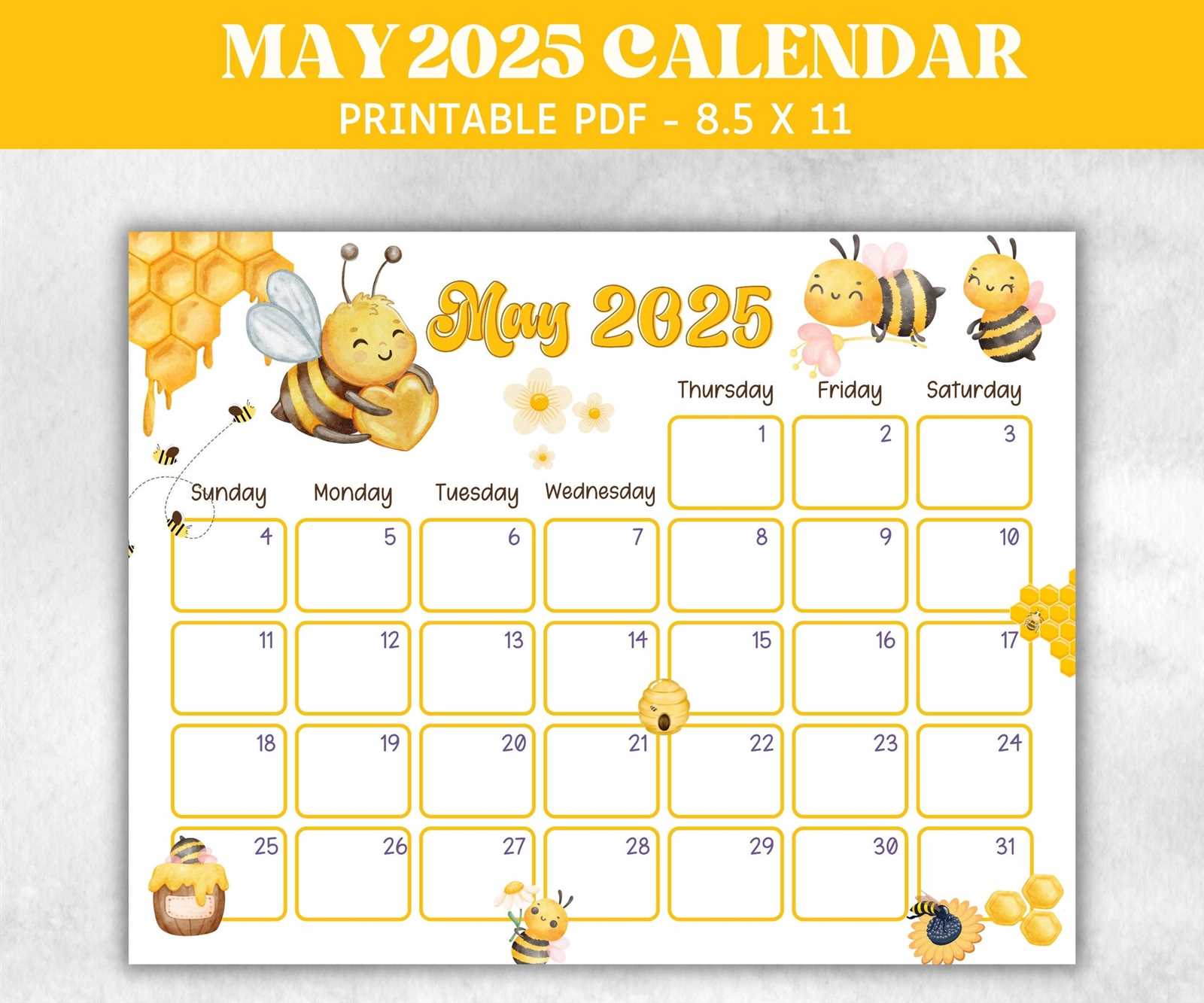 blank calendar template may 2025