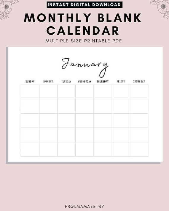 blank calendar template monday start