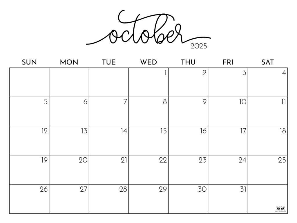 blank calendar template october 2025