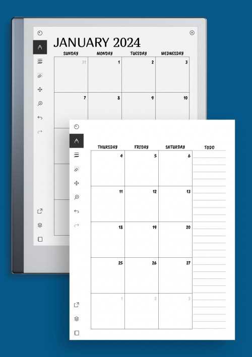 blank calendar template portrait