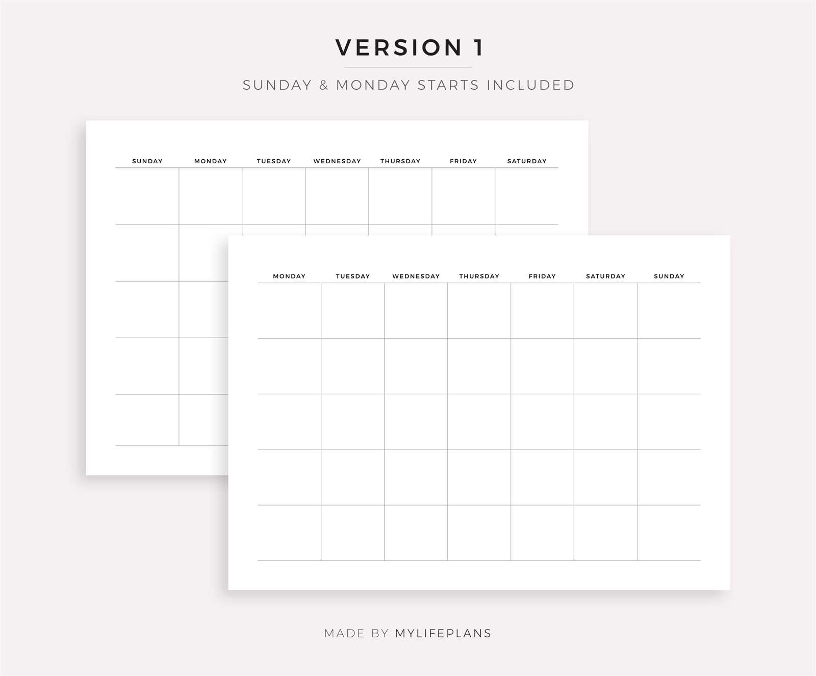 blank calendar template to print