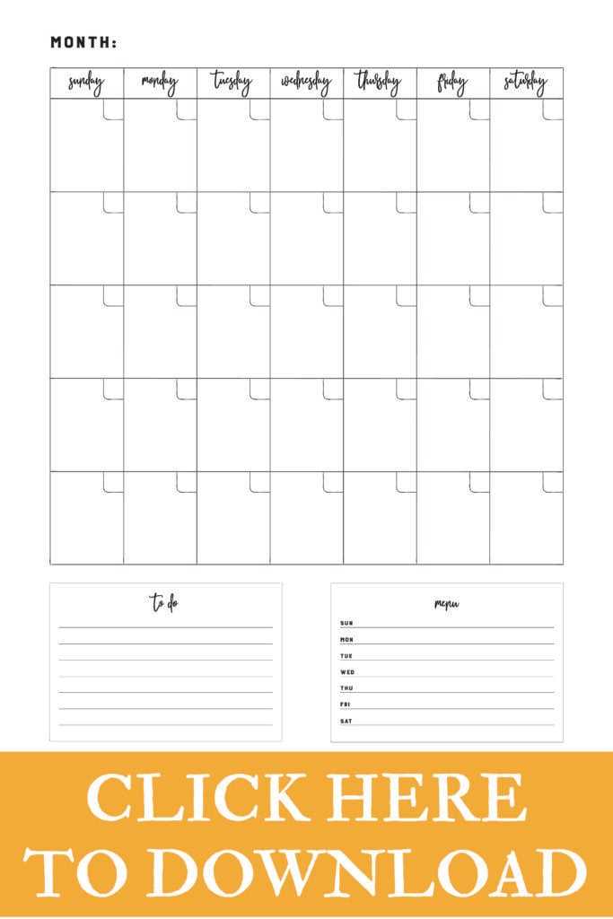 blank calendar template to print