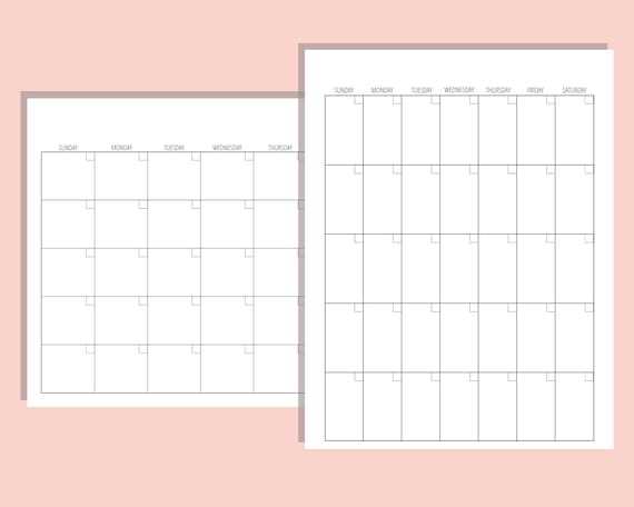 blank calendar template vertical