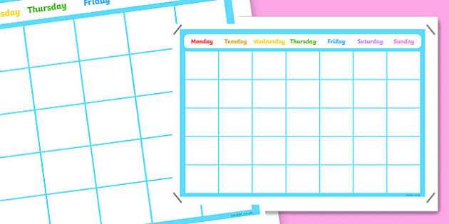 blank calendar template without dates