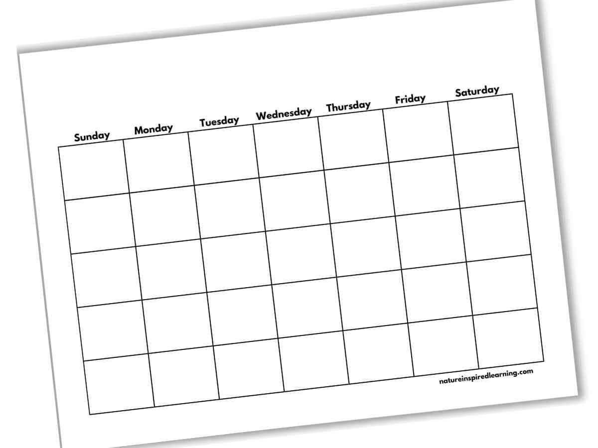 blank calendar weekly template