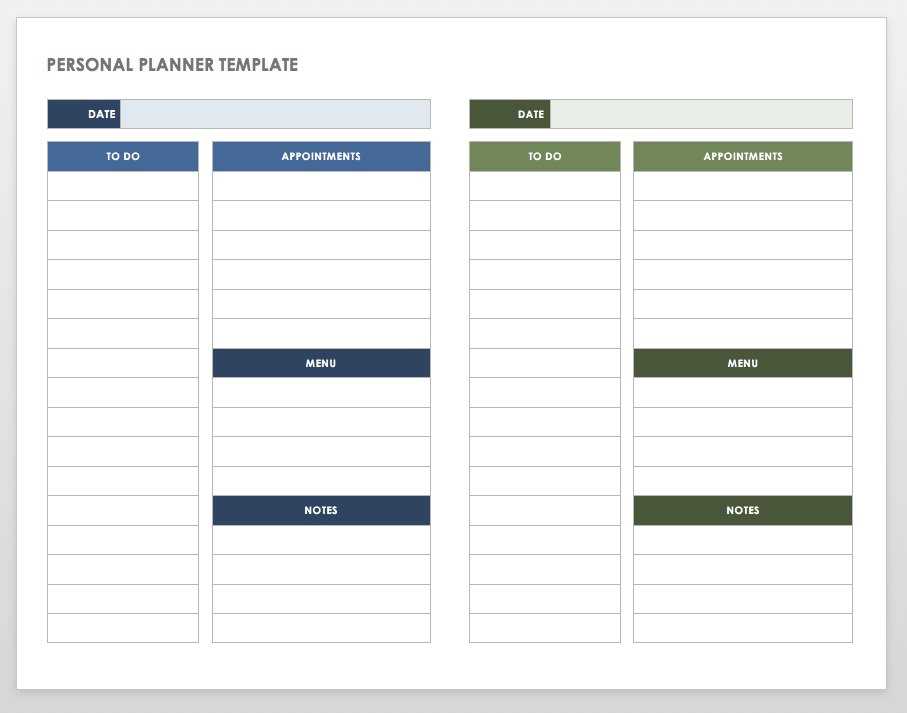 blank daily calendar template free