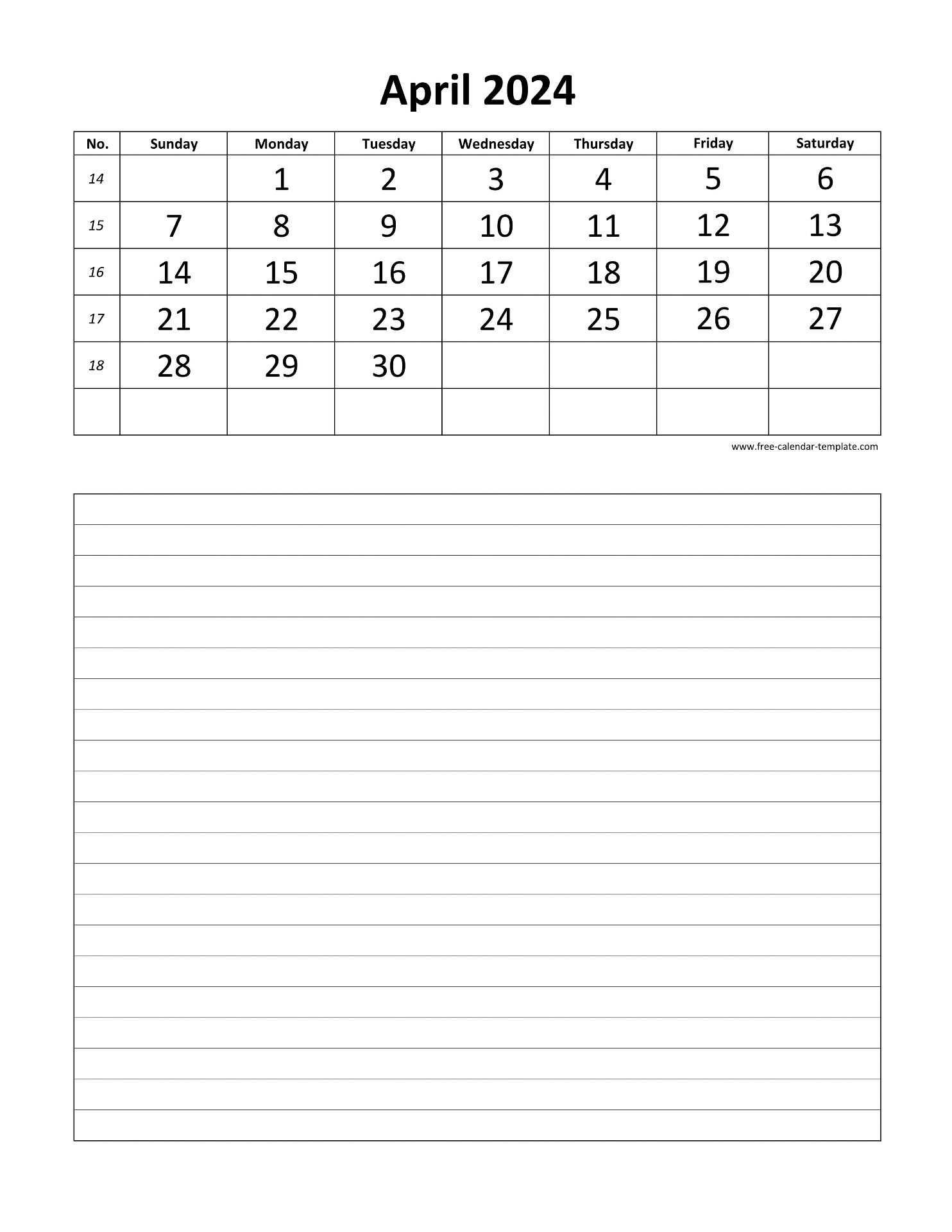 blank daily calendar template