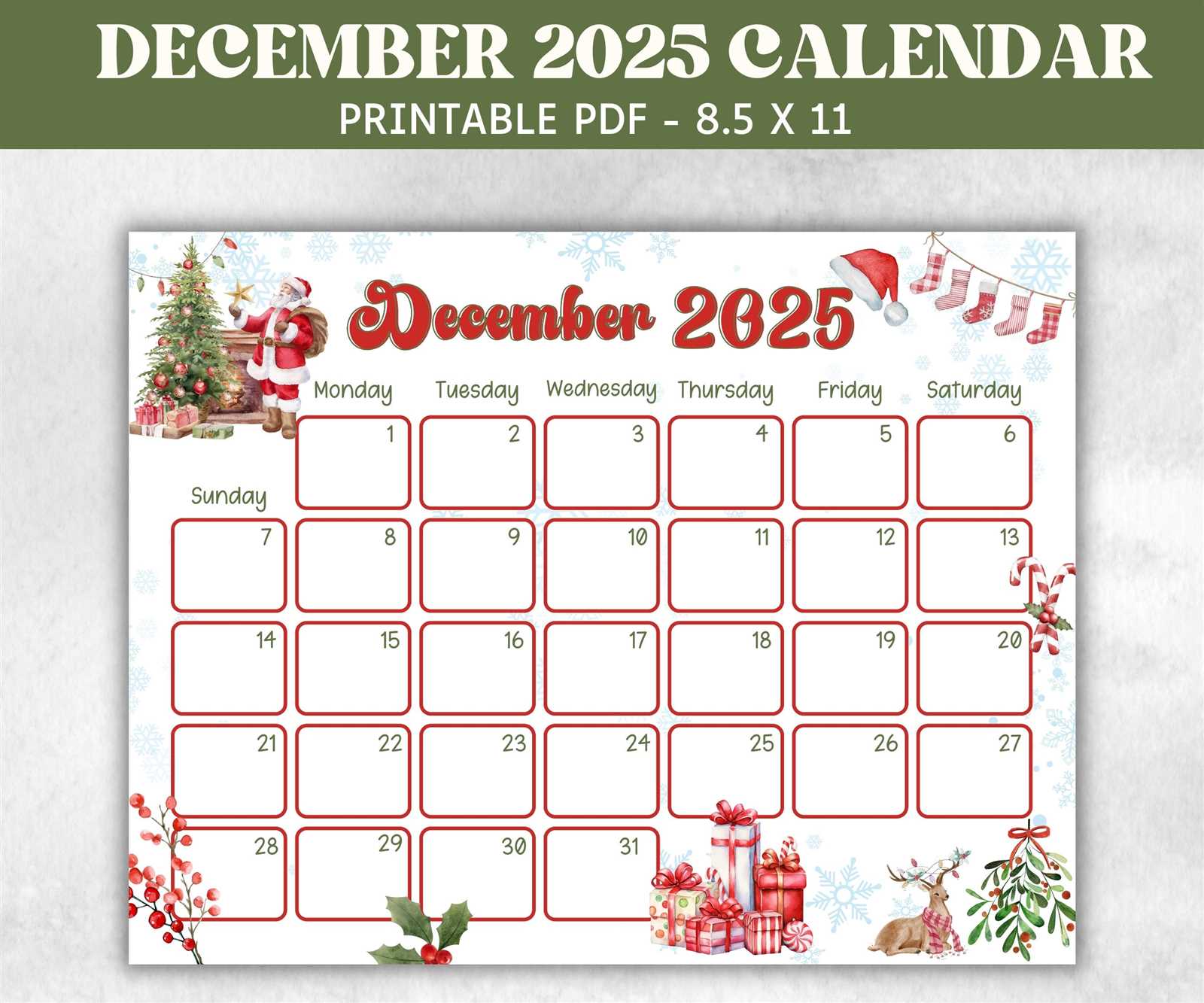 blank december 2025 calendar template