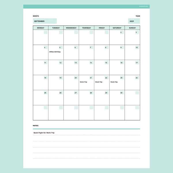 blank editable calendar template