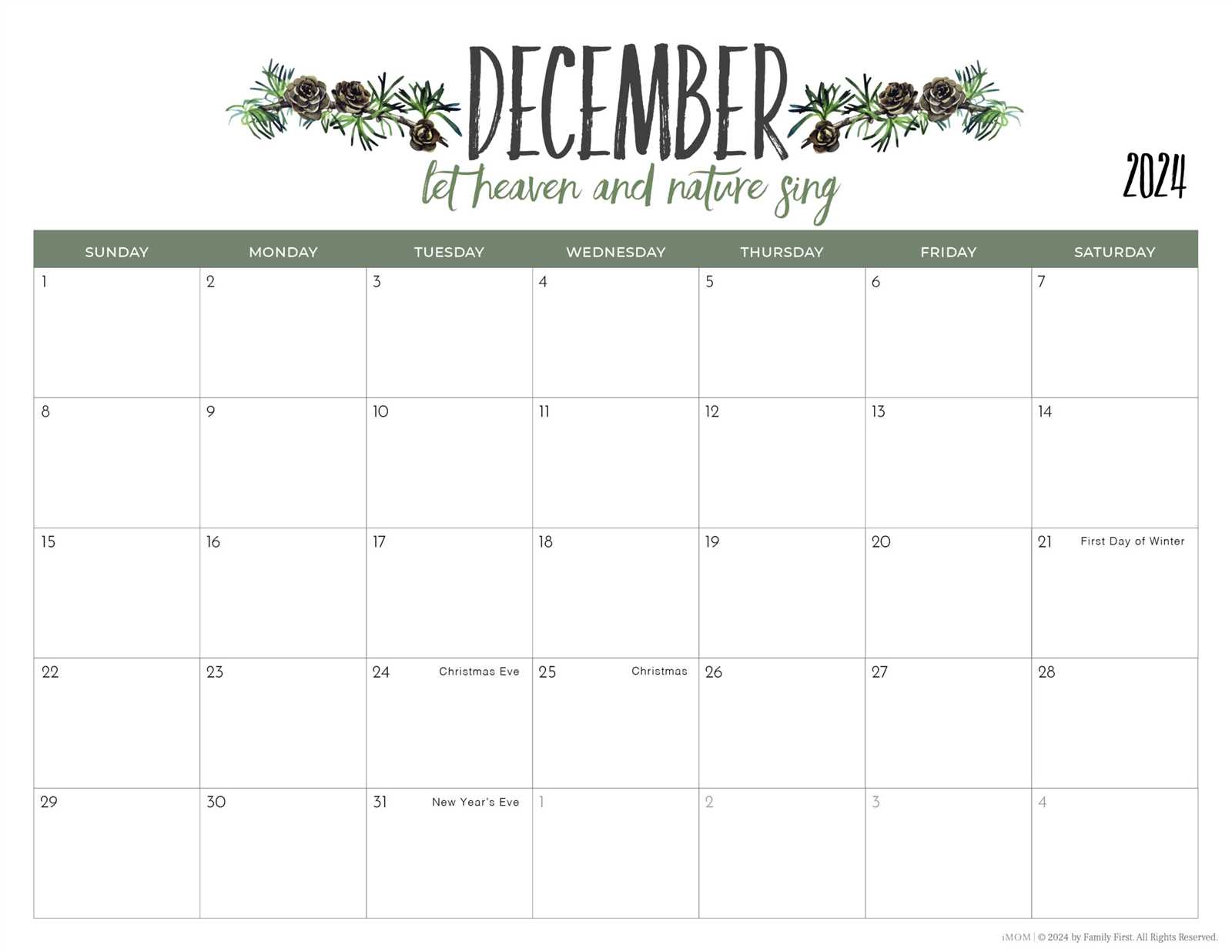 blank january calendar template