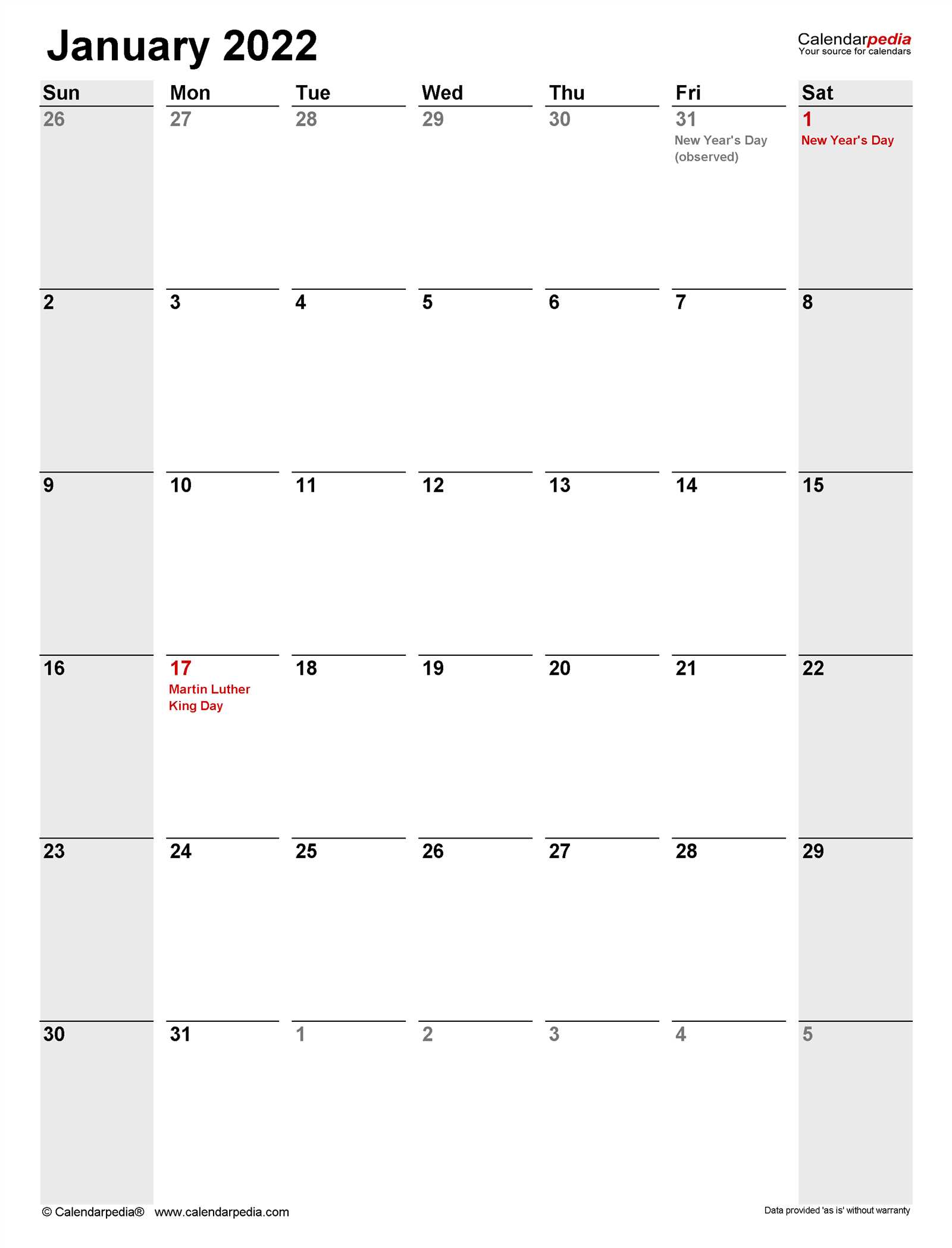 blank january calendar template