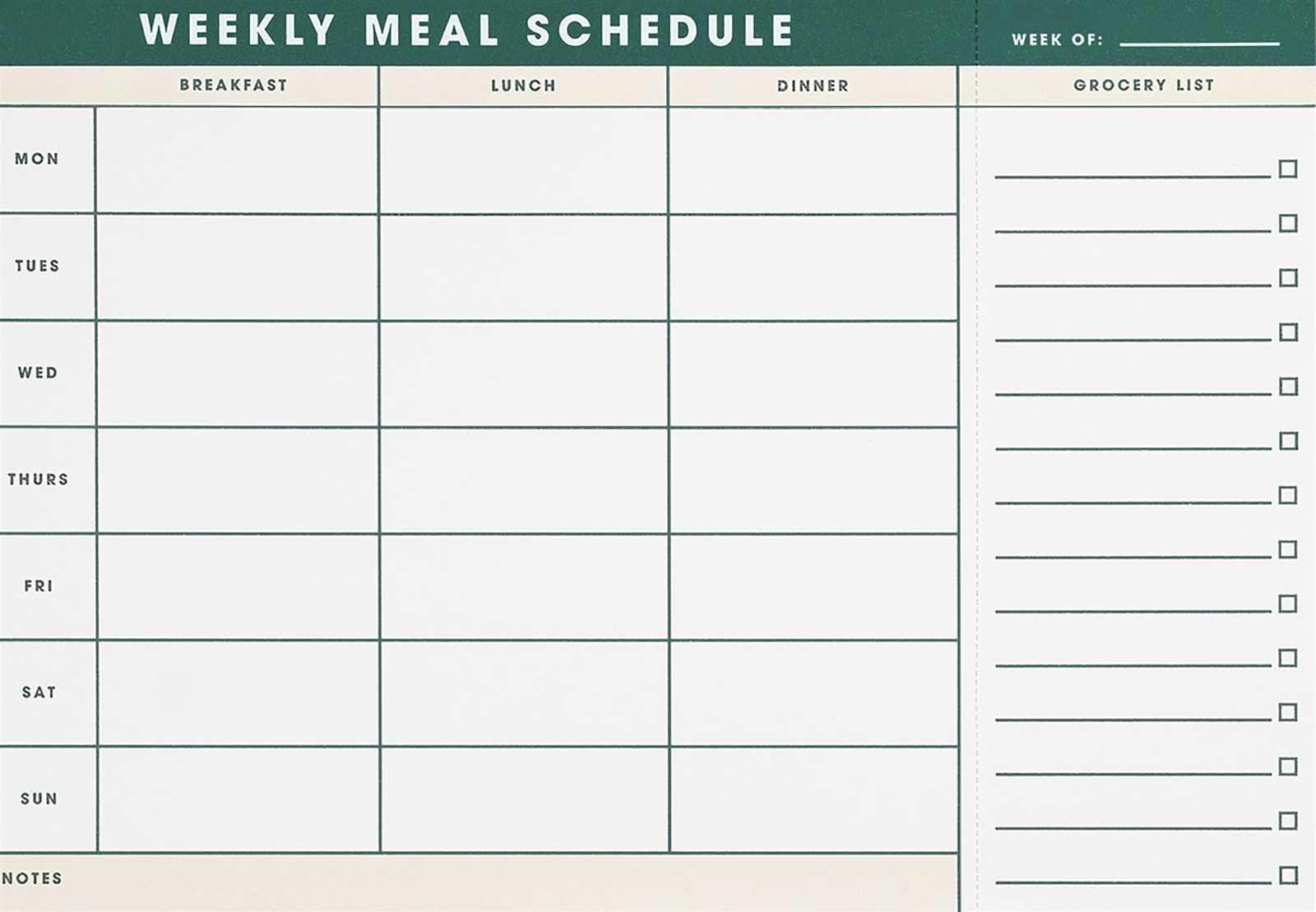 blank meal calendar template