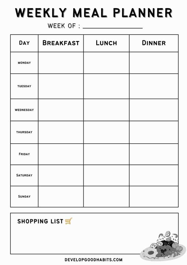 blank meal calendar template