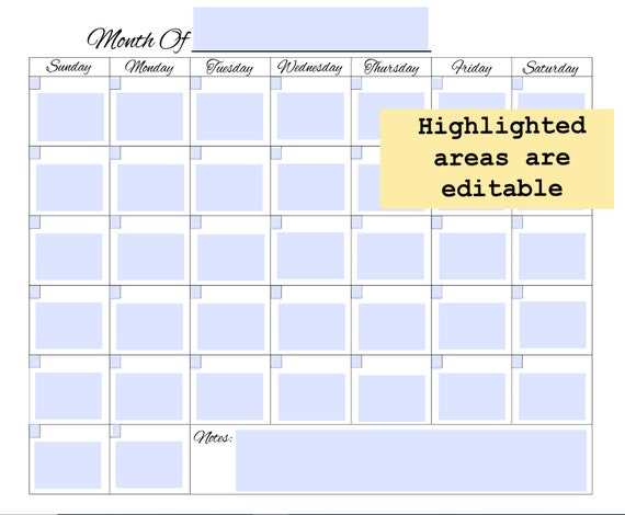 blank monthly calendar template editable