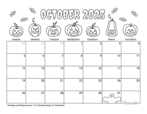 blank october calendar template 2025