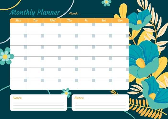 blank planning calendar template