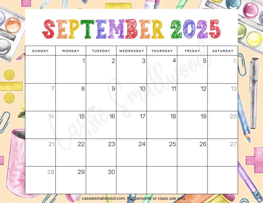 blank september calendar template 2025