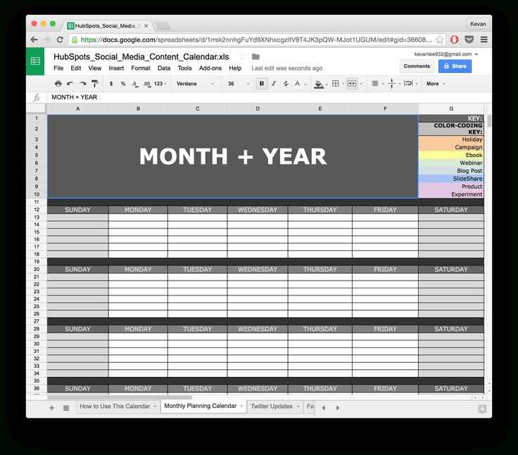 blank social media calendar template