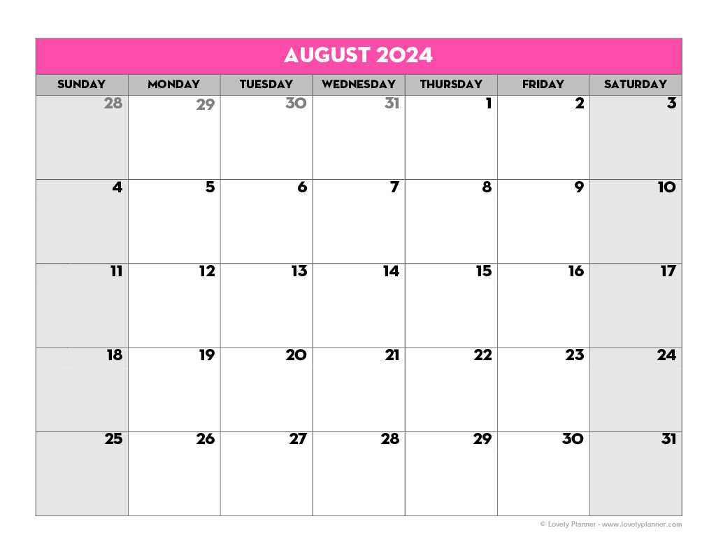 blank template calendar 2025