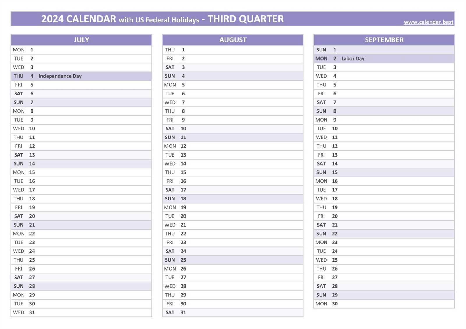 blank three month calendar template