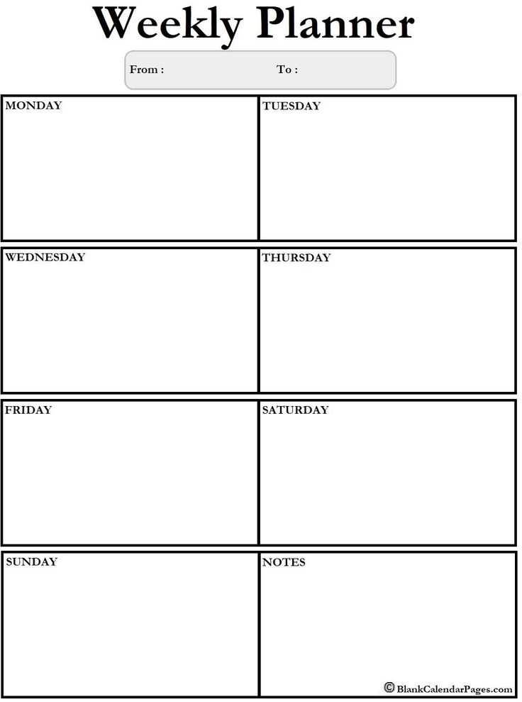 blank week calendar template