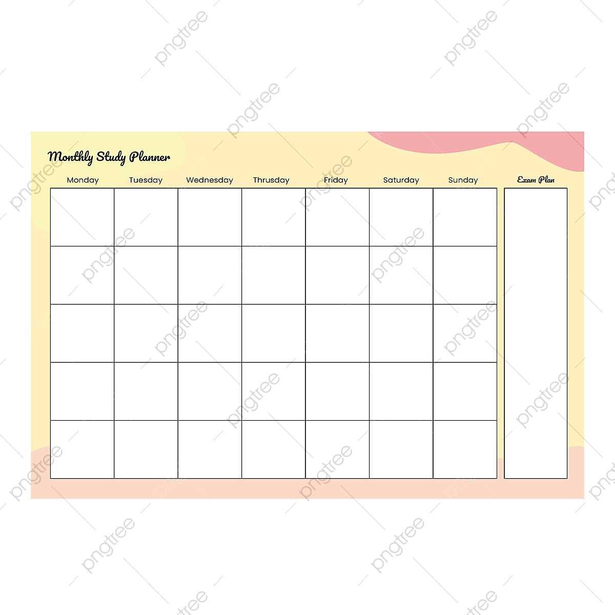 monthly study calendar template