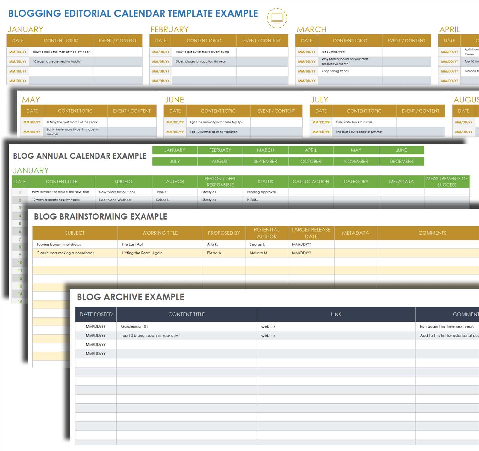 blog post calendar template