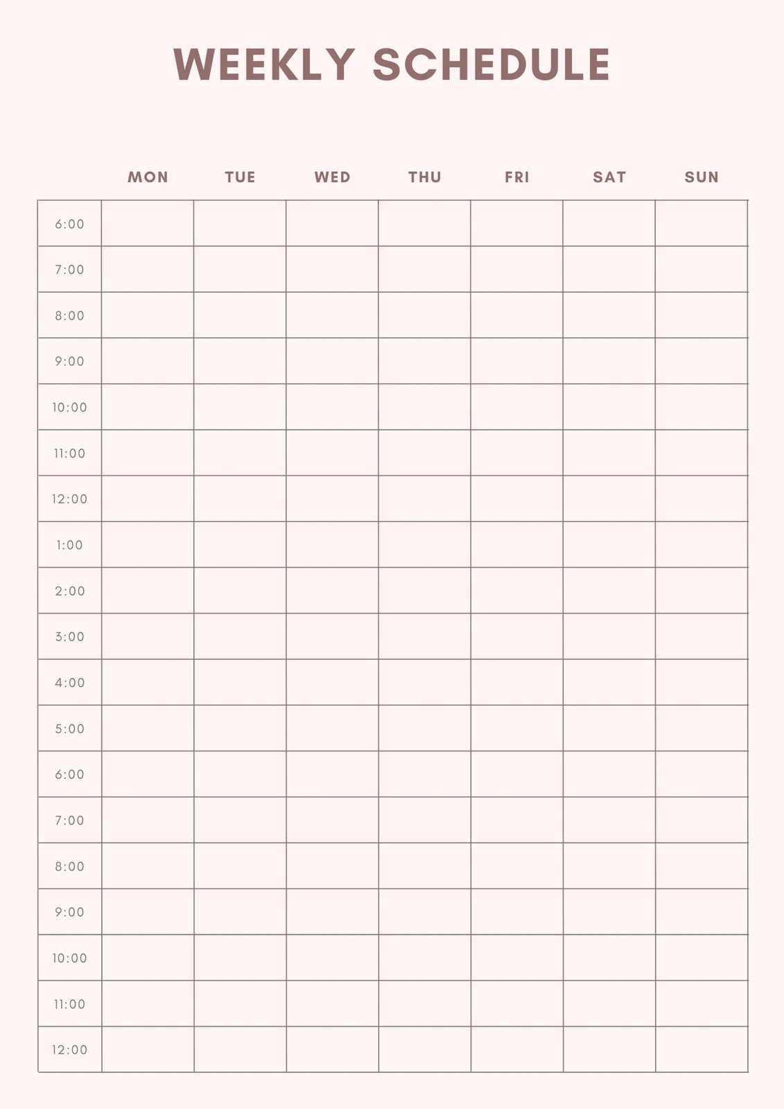 weekly calendar planner template