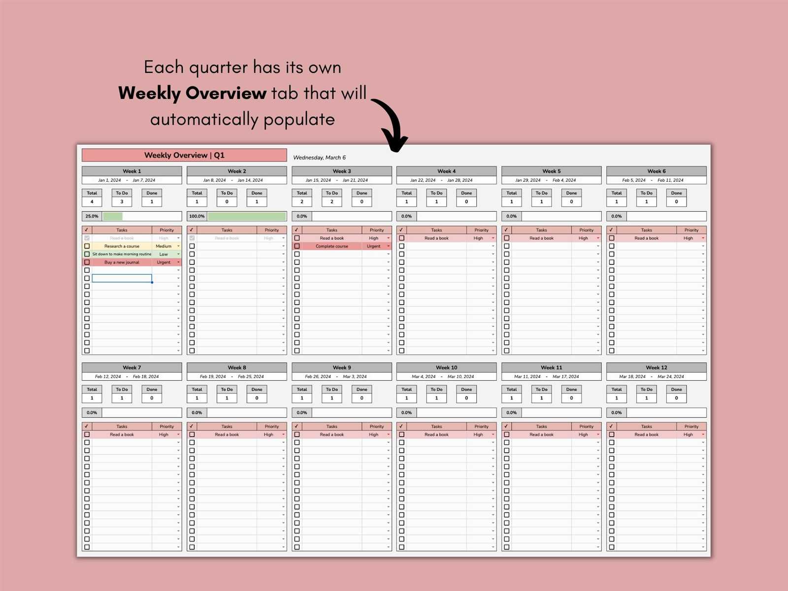 12 week calendar planning template