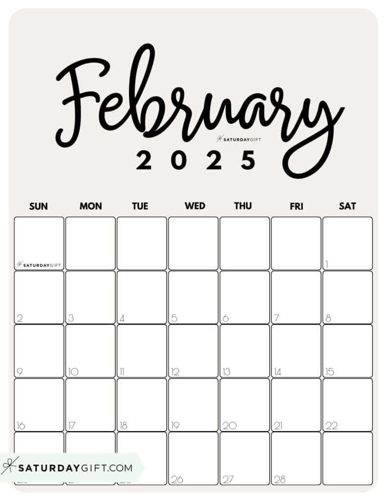 feb 2025 calendar template