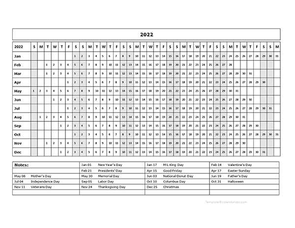 semester at a glance calendar template