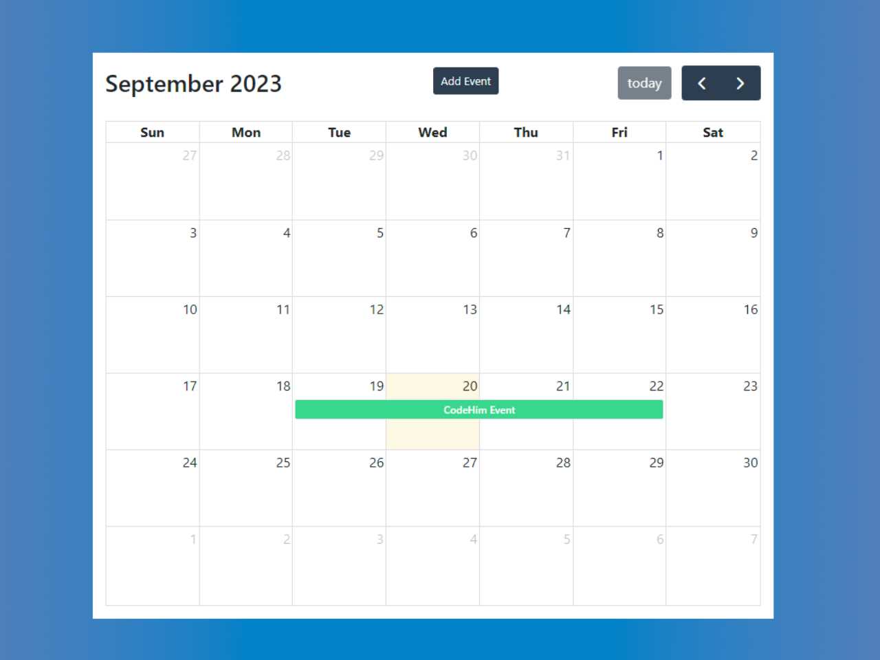 bootstrap 5 calendar template