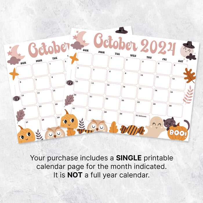 cute october calendar template