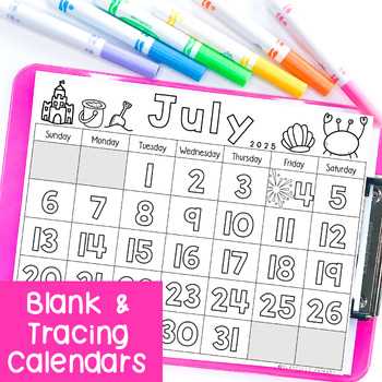 july blank calendar template