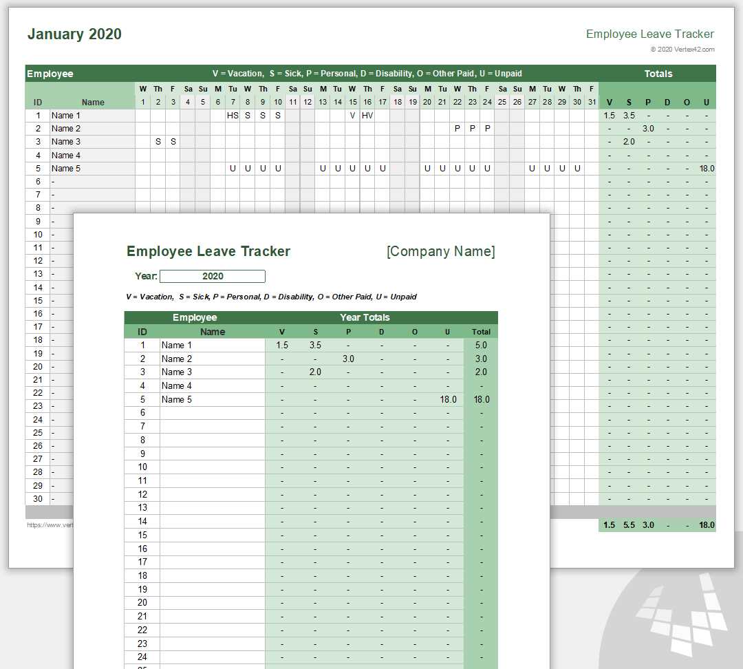 leave calendar template