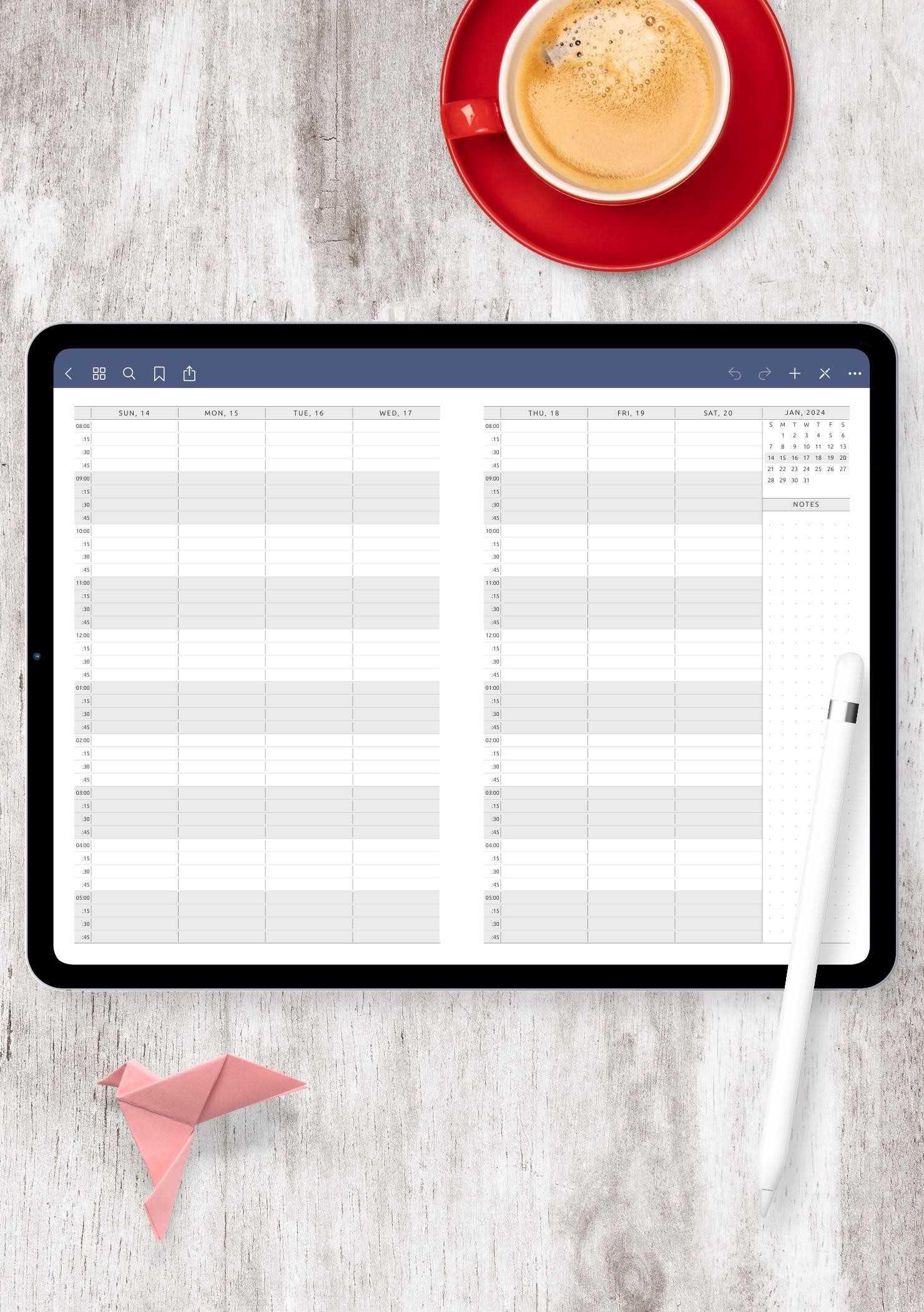 weekly appointment calendar template