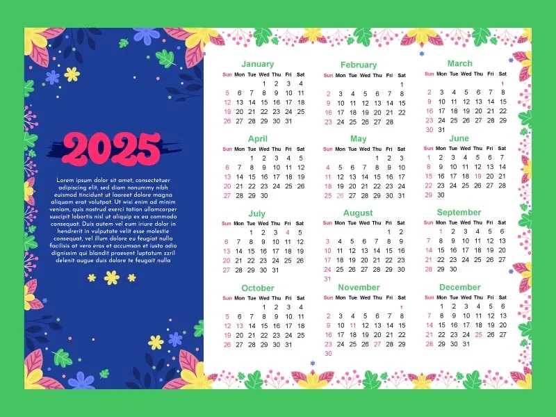 circular calendar template 2025