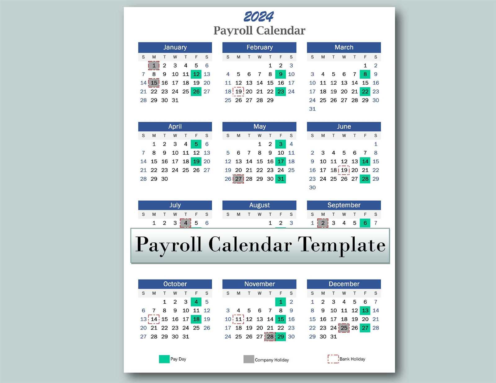 semi monthly payroll calendar 2026 template