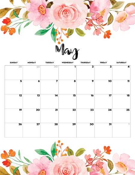 flower calendar template