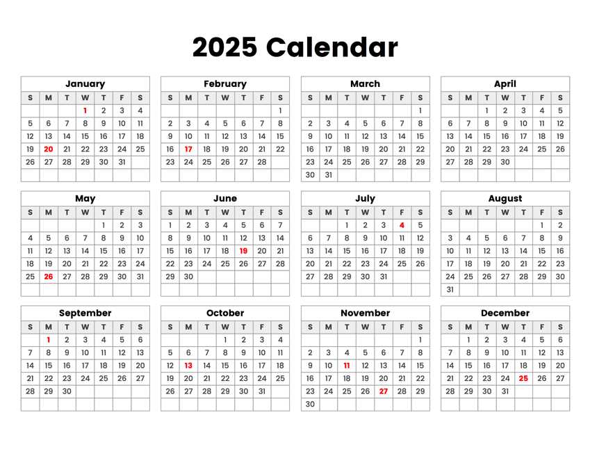 large print calendar template