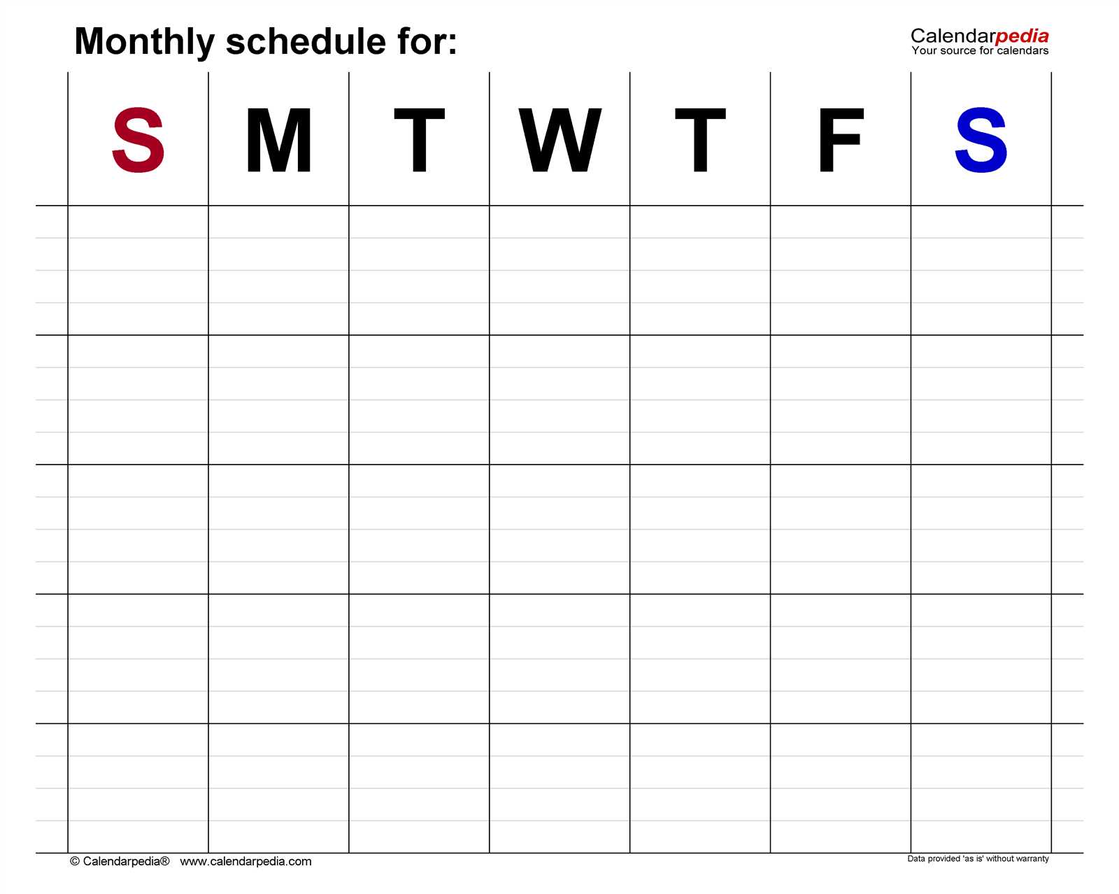 monthly work schedule calendar template