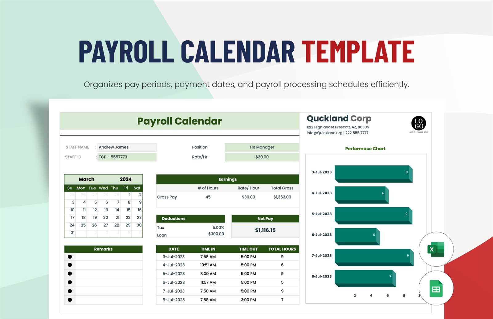 yearly payroll calendar template